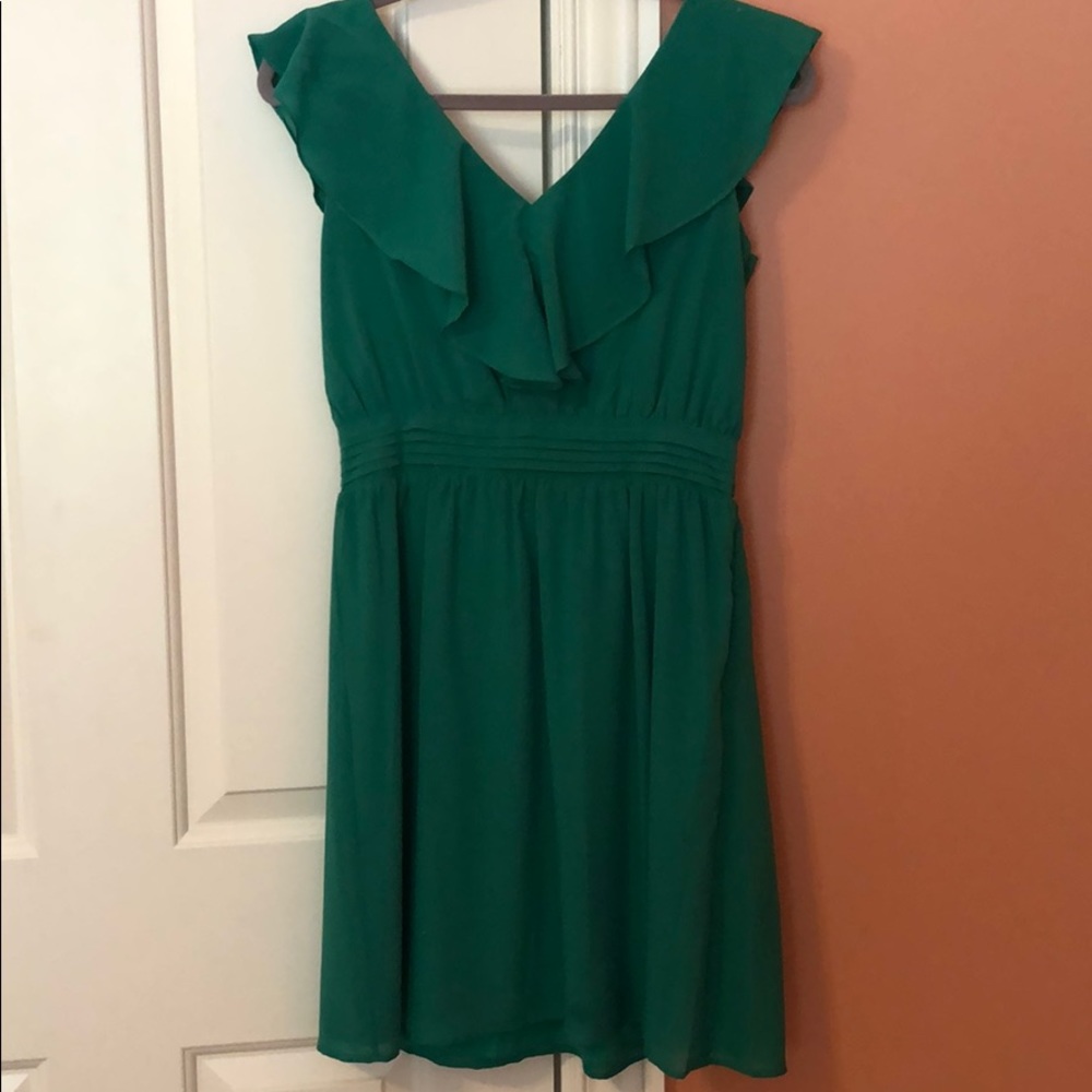 Emerald Green V-Neck Dress